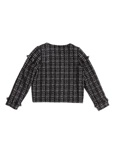 Bcbg Tweed Frayed Jacket In Black