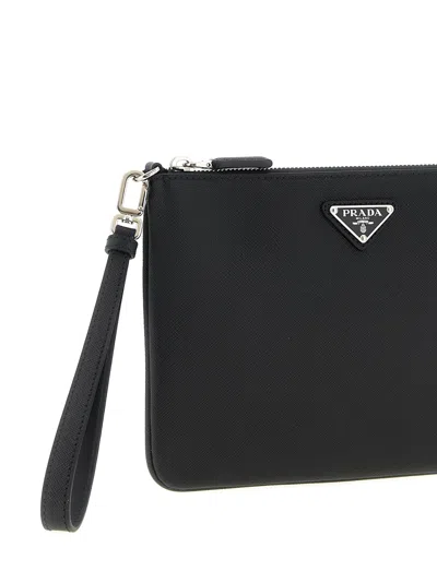 Prada Zipper Clutch In Black