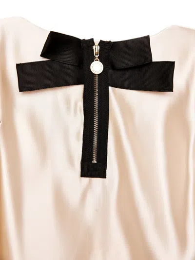 Bcbg Sequin-sleeve Bow Dress In Gold