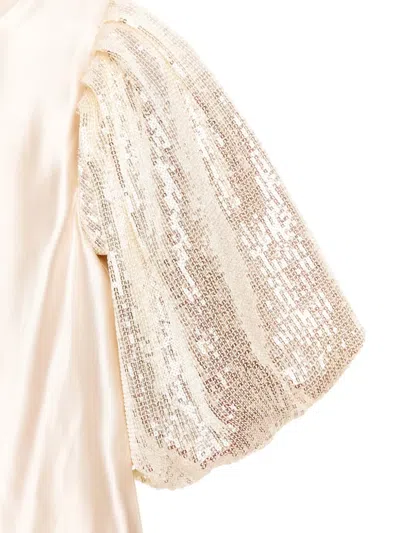 Bcbg Sequin-sleeve Bow Dress In Gold