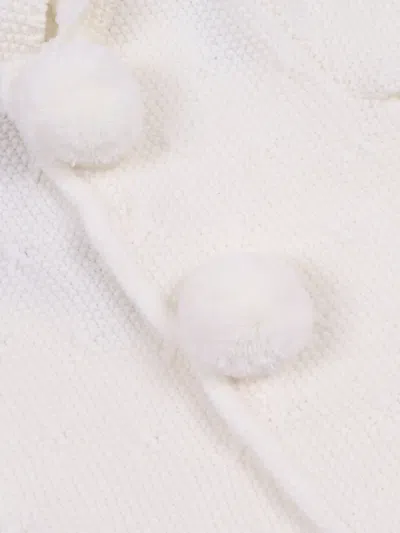 Paz Rodriguez Hooded Pom-pom Wool Coat In White