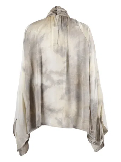 Ballantyne Pointed Collar Shirt With Button-down Front In Gray