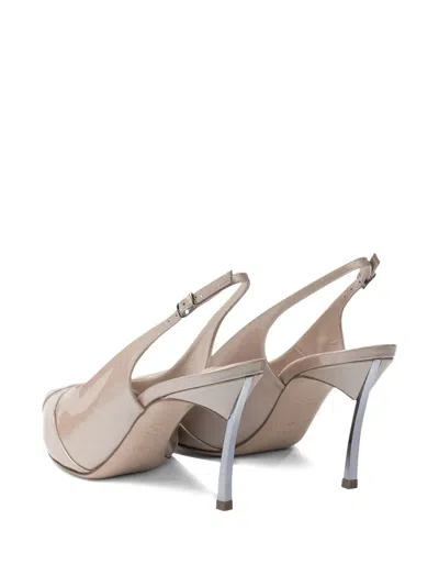 Casadei 80mm Samurai Blade Slingback Pumps In Neutral