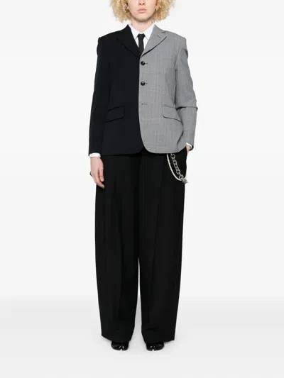 Comme Des Garçons Pinstriped Two-tone Jacket In Black