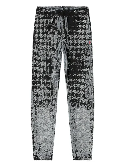 Diesel Devoré-houndstooth Elasticated Trousers In Multi