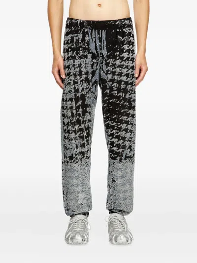 Diesel Devoré-houndstooth Elasticated Trousers In Multi