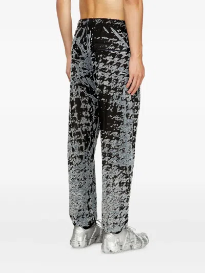 Diesel Devoré-houndstooth Elasticated Trousers In Multi