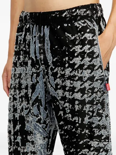 Diesel Devoré-houndstooth Elasticated Trousers In Multi