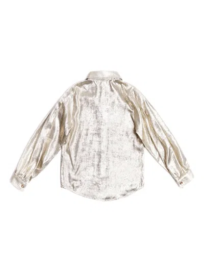 蝴蝶结细节金属感衬衫