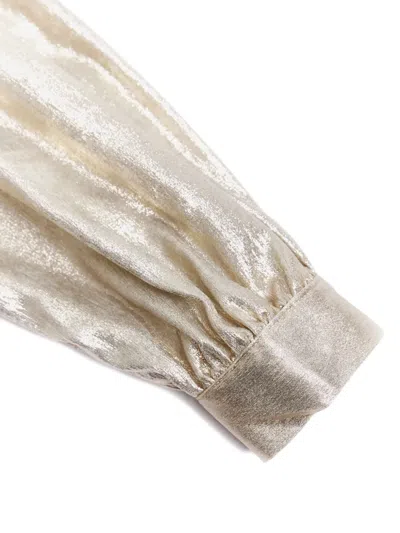 蝴蝶结细节金属感衬衫