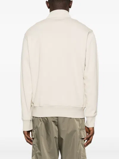 Moose Knuckles Half-zip Logo-patch Sweatshirt In Neutral