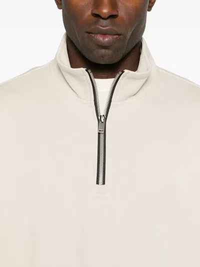 Moose Knuckles Half-zip Logo-patch Sweatshirt In Neutral