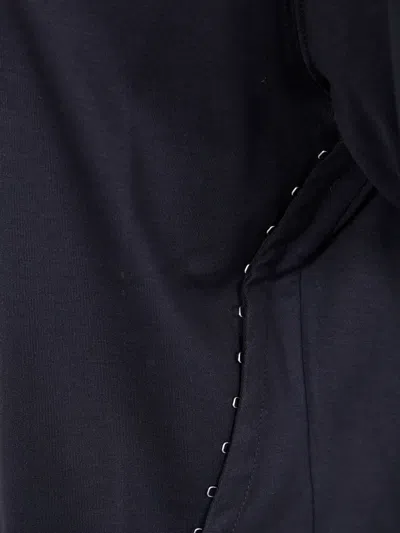 Mugler Short Sleeve Round Neck Top With Studs In Blue