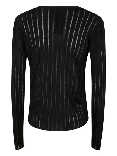 Sapio Viscose Crepe De Chine V Neck Sweater In Black