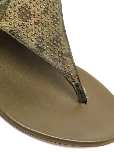 Pre-owned Alexander Mcqueen Stud-embellished Gladiator Sandals In Green