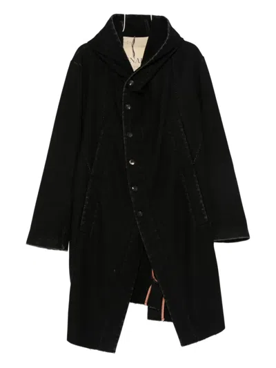Masnada Hooded Button-fastening Coat In Black