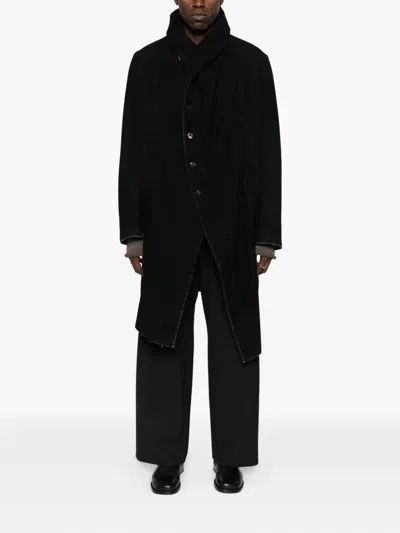 Masnada Hooded Button-fastening Coat In Black