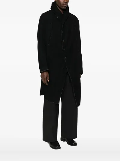 Masnada Hooded Button-fastening Coat In Black