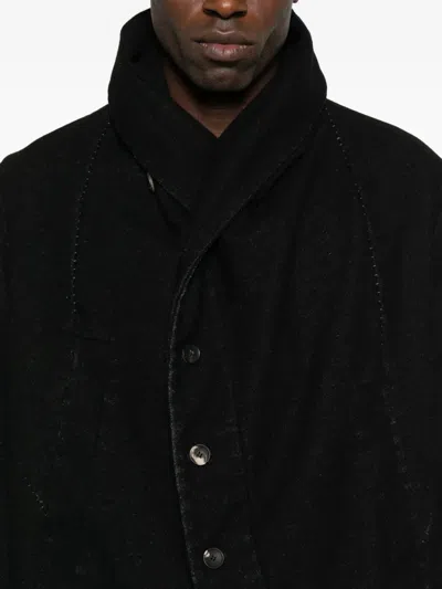 Masnada Hooded Button-fastening Coat In Black
