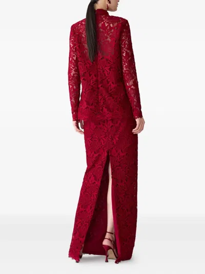 Carolina Herrera Floral-lace Maxi Skirt In Red