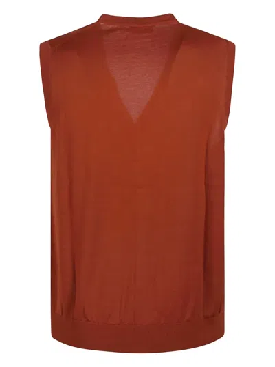 Drumohr Man Cardigan Rust Size 44 Cashmere In Red