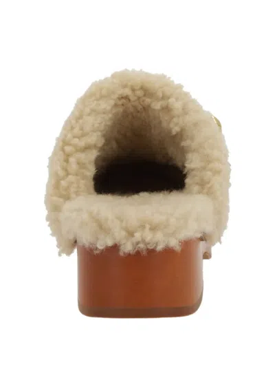 Chloé Mules With Buckle And Studded Trim In Brown