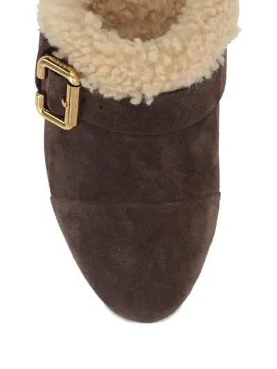 Chloé Mules With Buckle And Studded Trim In Brown