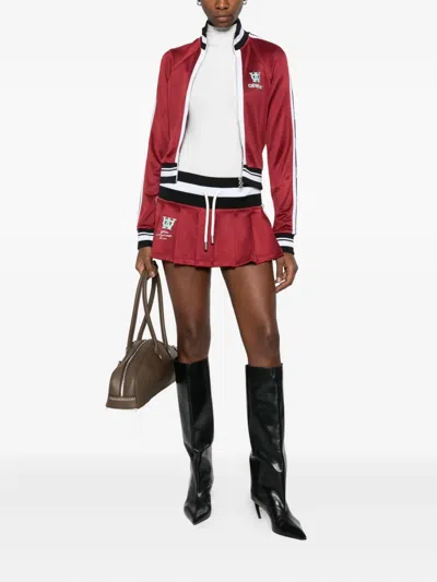 Off-white Pleated Skirt With Drawstring In Red