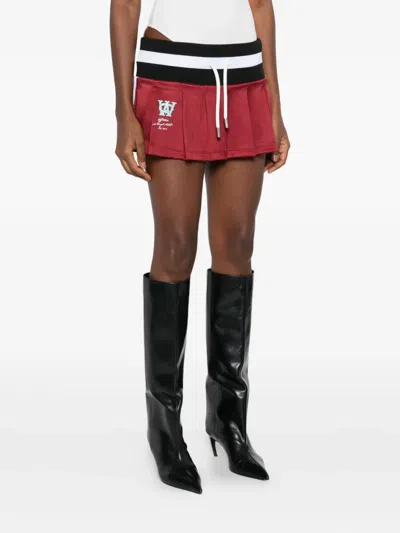 Off-white Pleated Skirt With Drawstring In Red