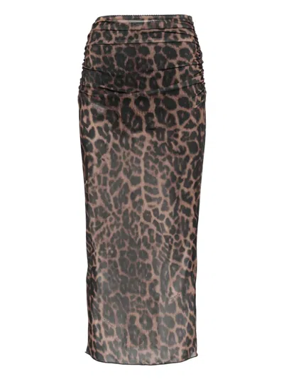 Aniye By Leopard-print Mesh Skirt In Animal Print