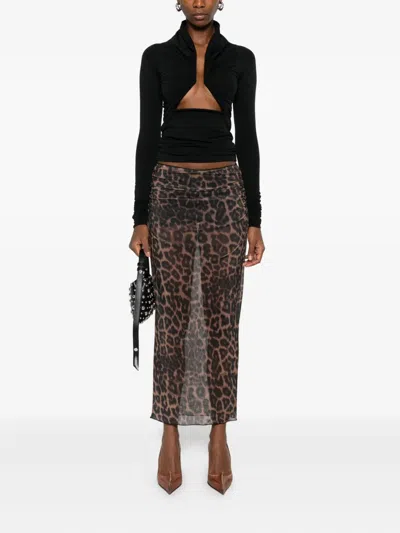 Aniye By Leopard-print Mesh Skirt In Animal Print