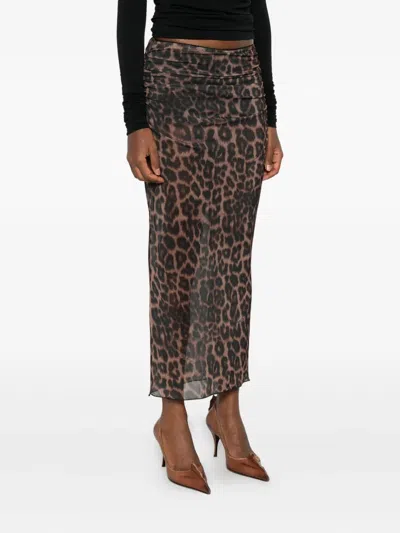 Aniye By Leopard-print Mesh Skirt In Animal Print