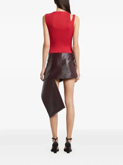 Courrèges Asymmetric Ribbed Sleeveless Top In Red