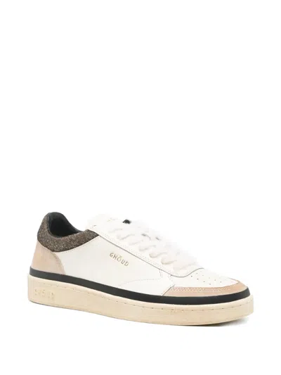 Ghoud Ghōud 'pads' Sneakers In White And Brown Leather In White