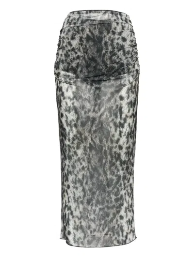 Aniye By Mesh Leopard-print Midi Skirt In Multi