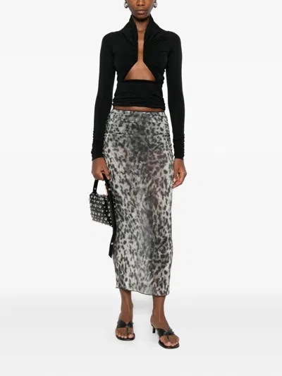 Aniye By Mesh Leopard-print Midi Skirt In Multi