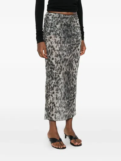 Aniye By Mesh Leopard-print Midi Skirt In Multi