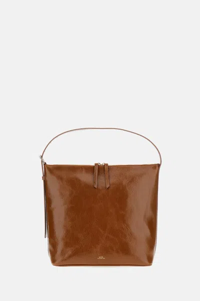 Apc A.p.c. Zip Shoulder Bag With Top Handle In Nude