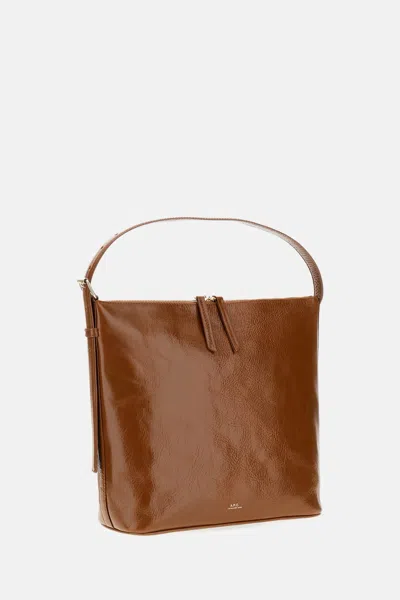 Apc A.p.c. Zip Shoulder Bag With Top Handle In Nude