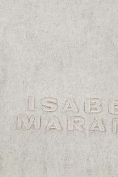 Isabel Marant Ecru Alpaca Blend Scarf With Fringed Ends In Gray