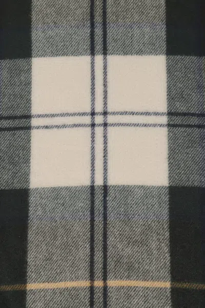 Barbour Check-pattern Fringed Scarf In Black