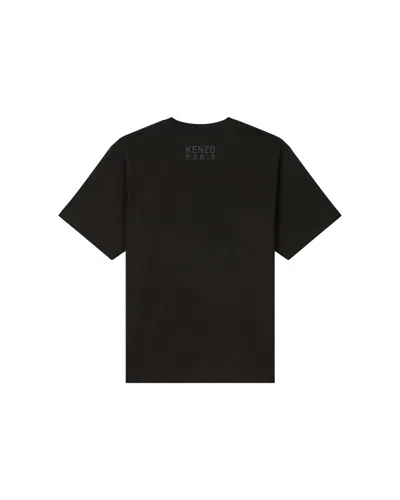 Kenzo Graphic Print Crew Neck Cotton T-shirt In Black