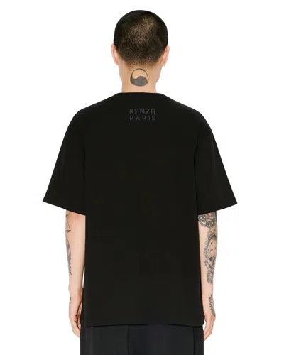 Kenzo Graphic Print Crew Neck Cotton T-shirt In Black