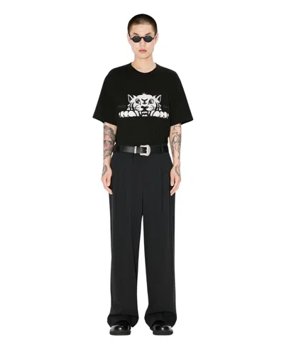 Kenzo Graphic Print Crew Neck Cotton T-shirt In Black