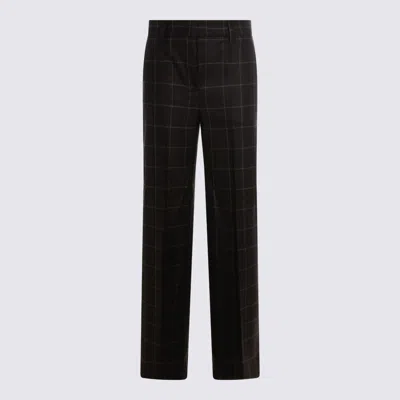 Incotex Checkered Straight Leg Trousers And Pockets In Brown
