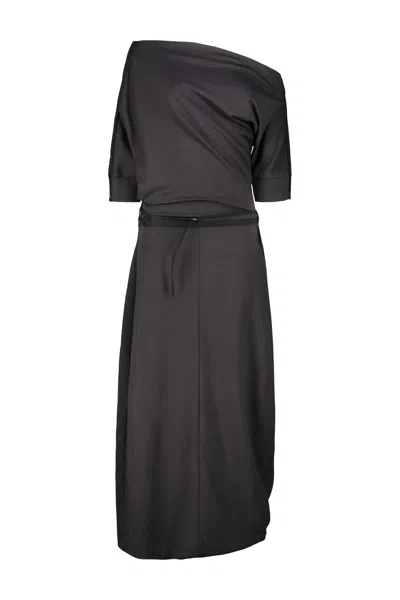 Lemaire Twisted Hem Dress In Gray