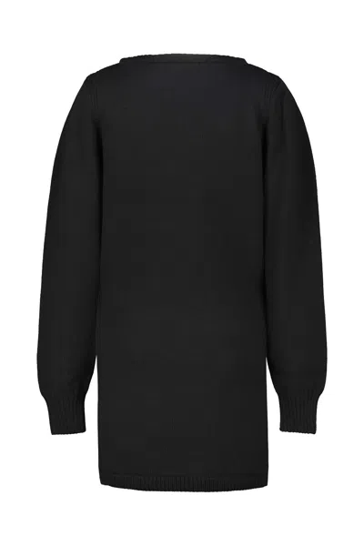 Lemaire Textured Knit Long Sleeve Sweater With Side Slits In Black