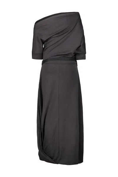 Lemaire Twisted Hem Dress In Gray