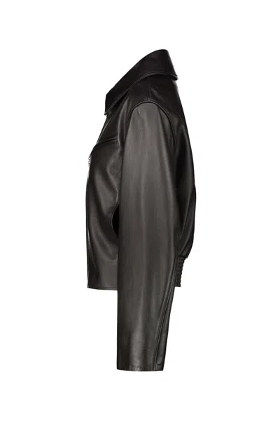 Lemaire Brown Boxy Leather Blouson Jacket In Black