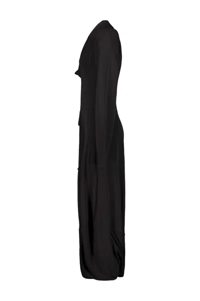 Lemaire Draped Crepe Jersey Maxi Dress In Black